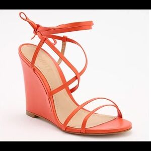 SCHUTZ Deonne Casual Deluxe Nappa Leather Sandal in Flame Orange Size 11